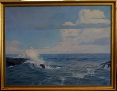 Sample artwork by Frank Handlen (Born 1916), known for landscapes, marines, sculpture - View similar artists and auction records
